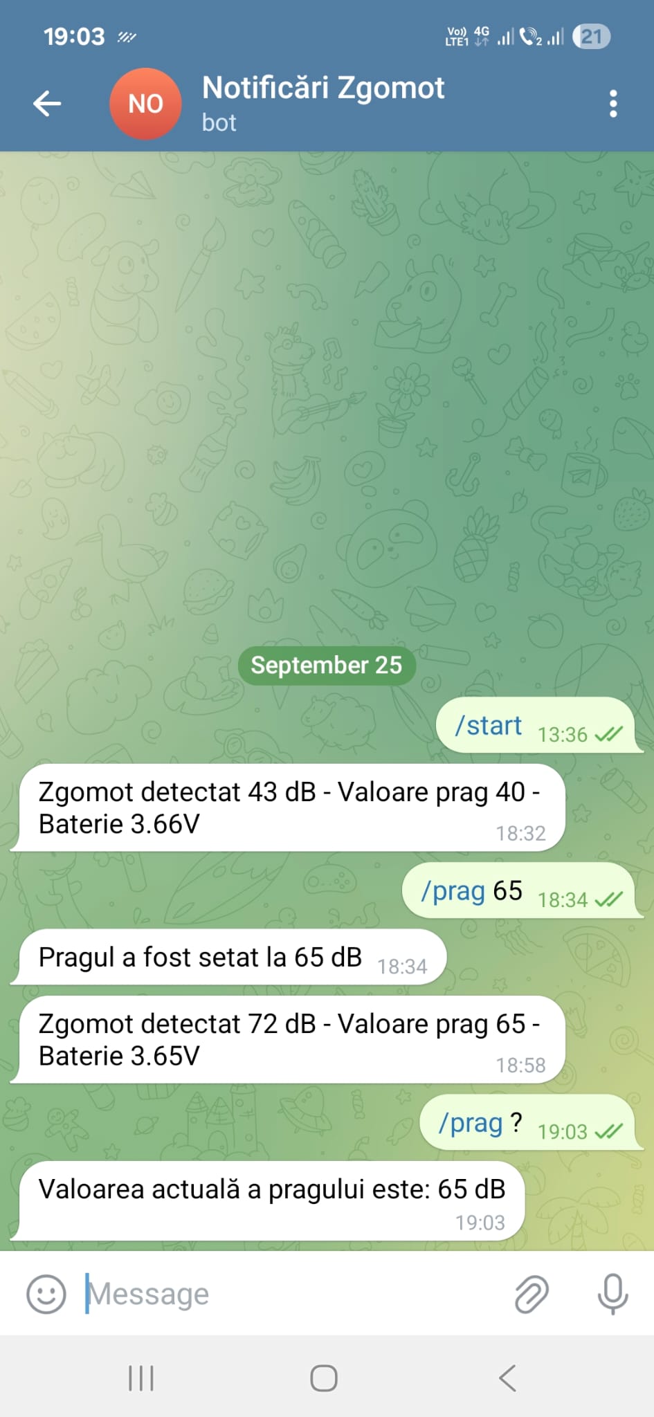 senzor zgomot galagie